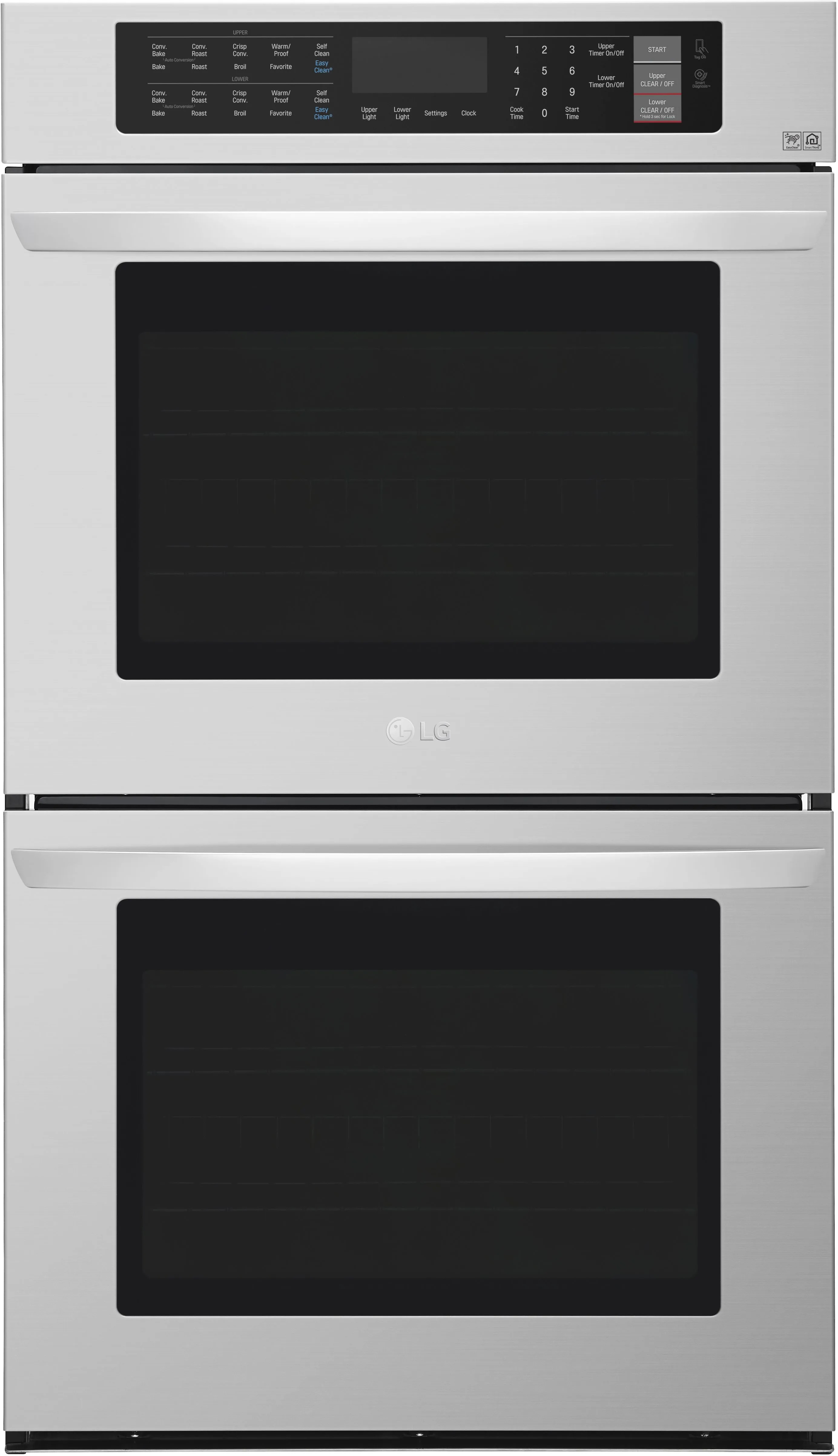 Front view of LG LWD3063ST 30-inch double wall oven 