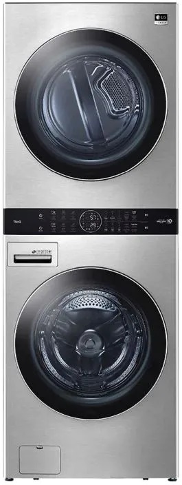 Front view of LG WSEX200HNA stackable washer dryer pair 