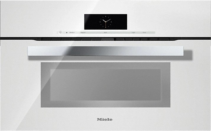 Front view of Miele H 6870 BM BW 24-inch speed oven 