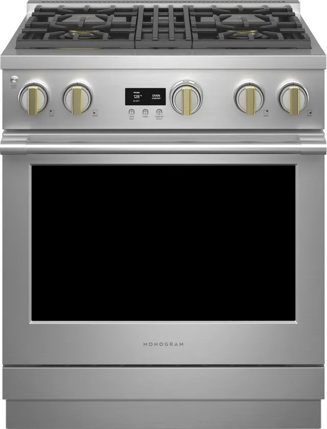 Front view of Monogram ZGP304NTSS 30-inch gas range 