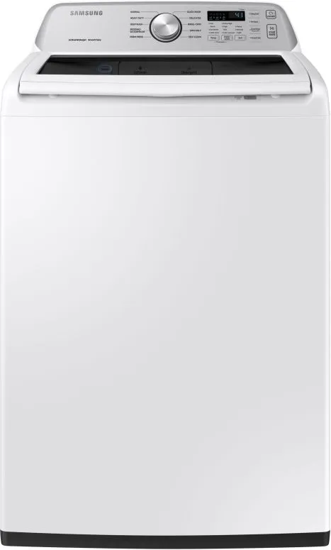 Front view of the Samsung WA45T3400AW top-load washer 