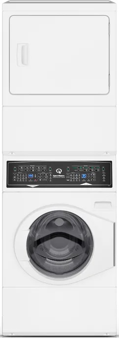 Front view of Speed Queen SF7003WG stackable washer dryer pair 