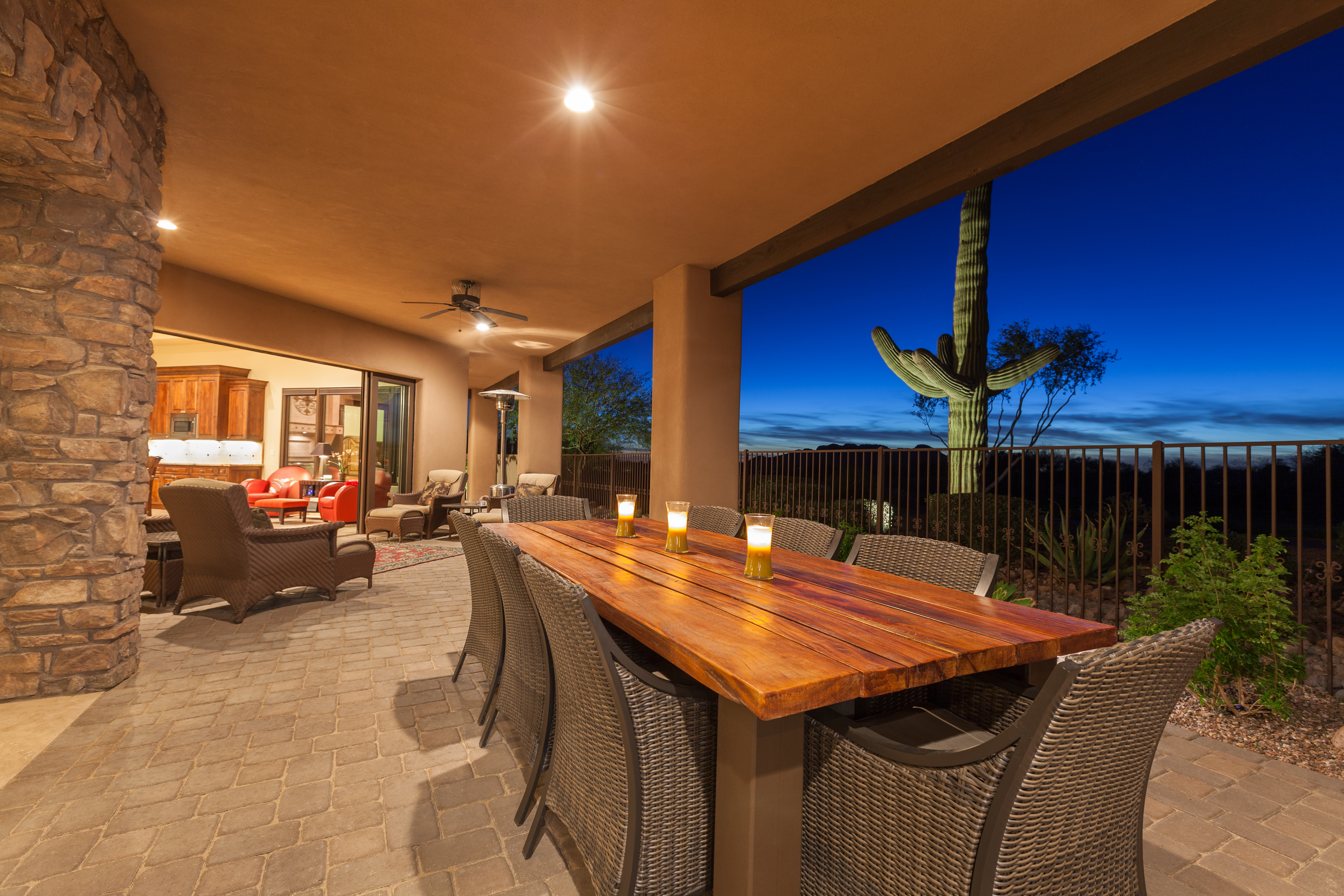Residential backyard with desert landscape