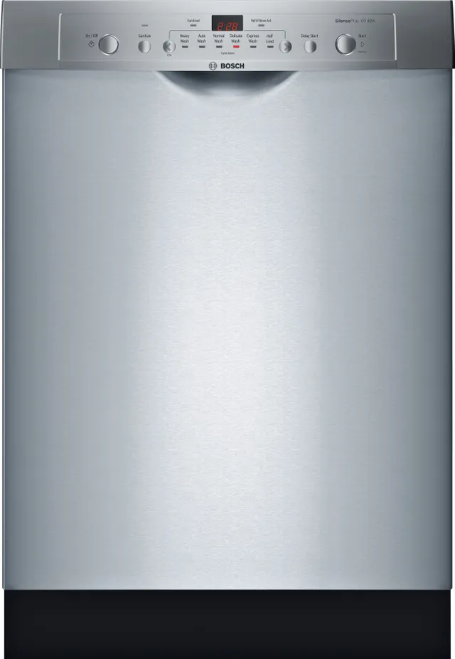 Front view of the Bosch Ascenta SHE3AR75UC dishwasher 