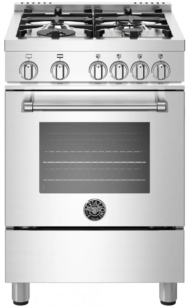 Front view of the Bertazzoni MAST244GASXE Master Series 24” gas range 