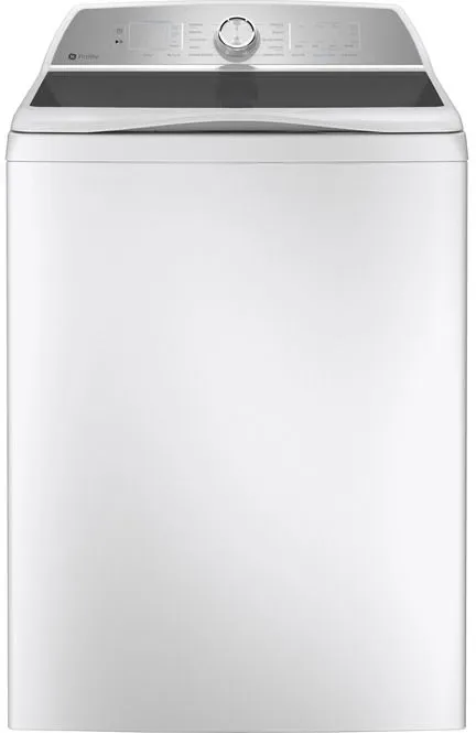 Front view of the GE PTW605BSRWS-O top load washer 