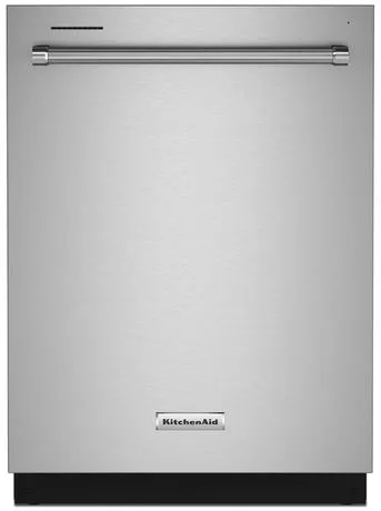 Front view of the KitchenAid KDTM404KPS dishwasher 