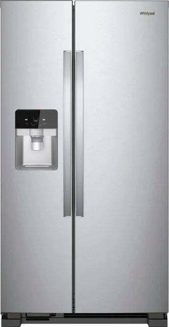 Front view of the Whirlpool WRS321SDHZ side by side refrigerator 