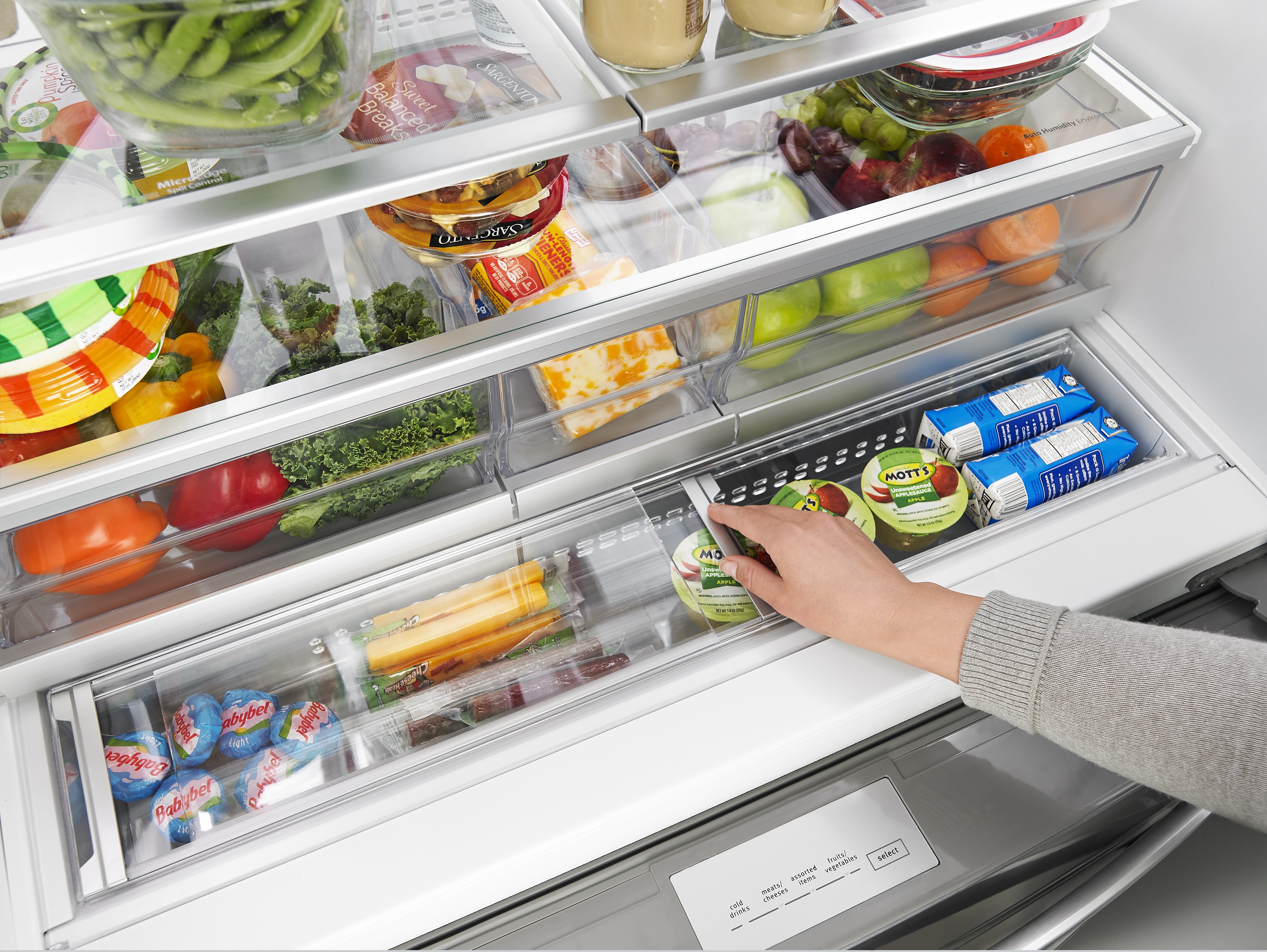 interior view of Whirlpool WRX98SIHZ French door refrigerator