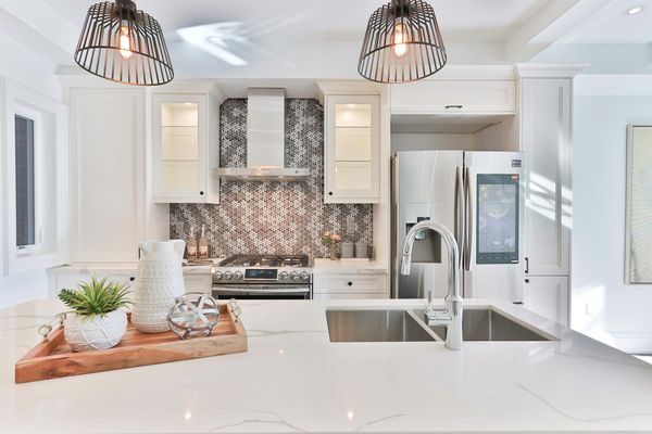 Kitchen Showcasing White Cabinet with Glass doors “Credit: lotusdnp”