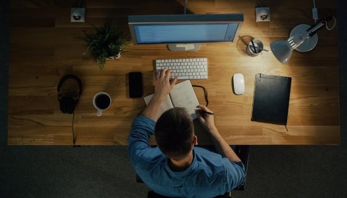 Man working in home office