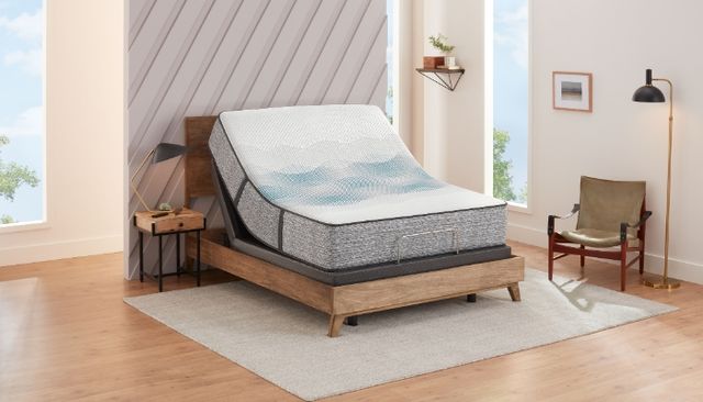 front view of a modern bedroom with an adjustable bedframe 