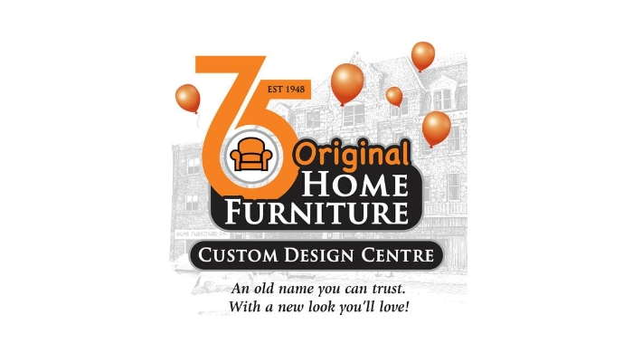 A logo sits on a white background. The number 75 is in orange around the store's name.