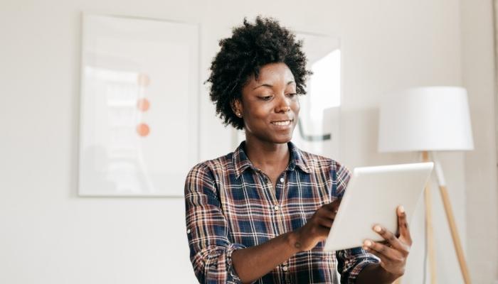 Woman holding tablet