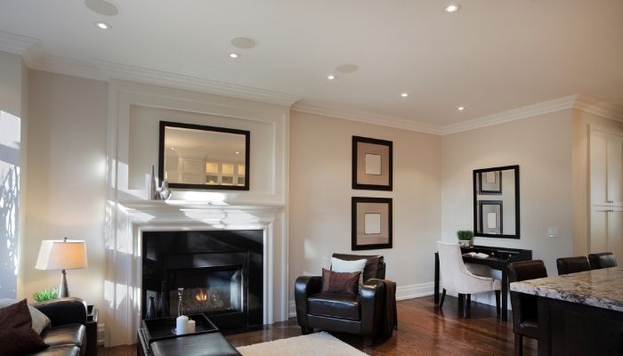 living room with ceiling speakers