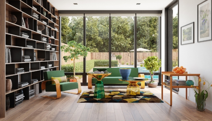Big windows with shades that can easily be retrofitted