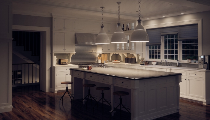 Nicely remodeled kitchen with smart shades