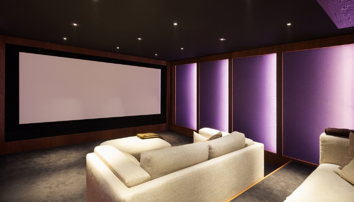 Fancy home theater with lots of lights
