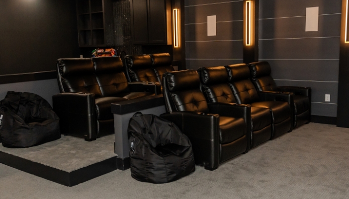 home theater seating in dark room
