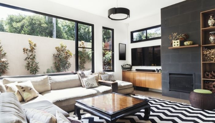 monochrome living room