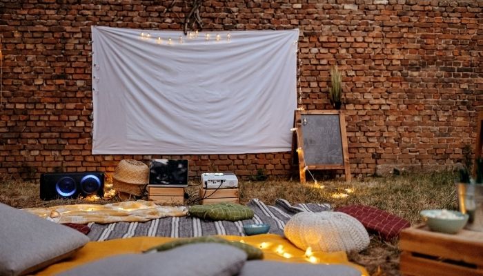 projector projecting video on screen