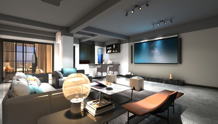 A blend of hidden home audio and virtually seen speakers