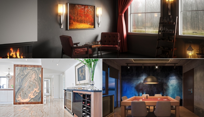Collage of artwork in different lighting