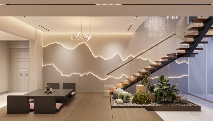 A luxury home with cool integrated smart lighting