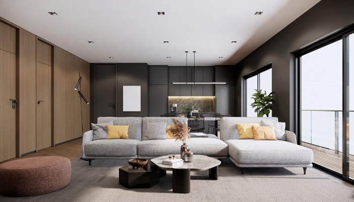 A luxury home with small aperture lighting