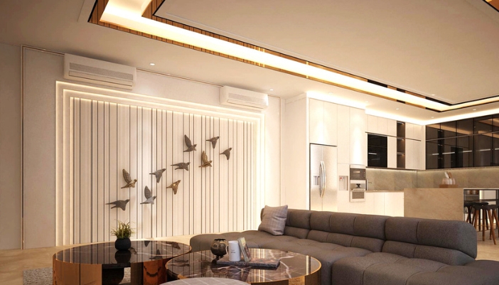 A luxury home with a beautiful aesthetic and discreet lighting