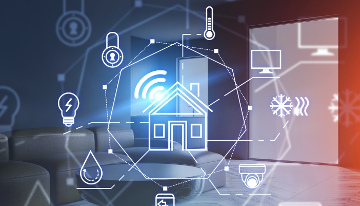 Concept image of many devices connected to a home network