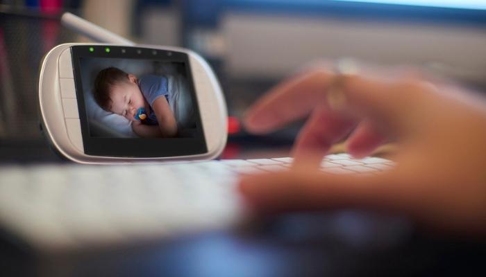 Baby monitor on the desk in home office