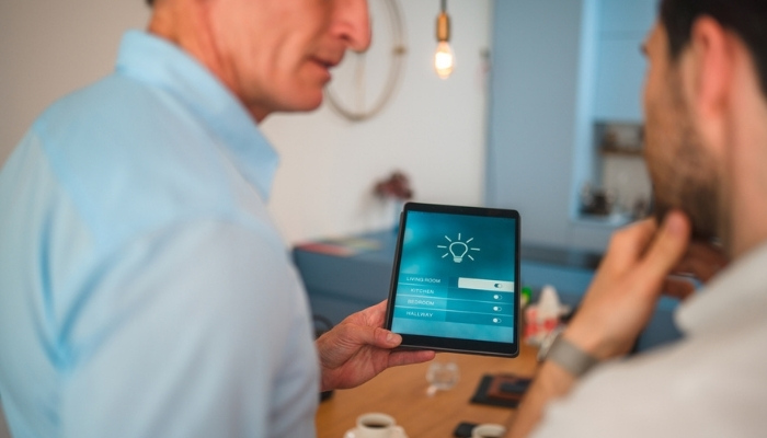 smart home consultant showing many lighting options