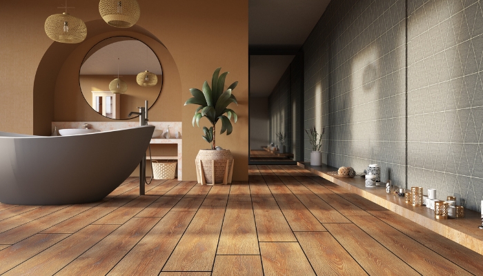 Luxury bathroom with heated flooring