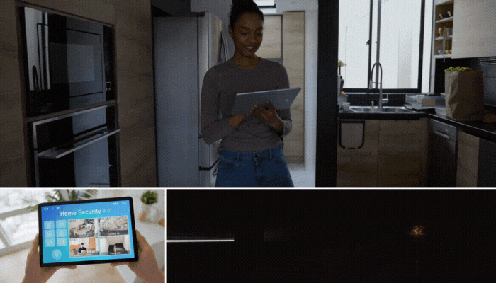 Collage of various smart home technology
