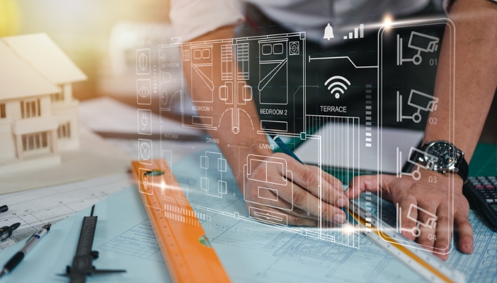 Concept image of someone planning a smart home build