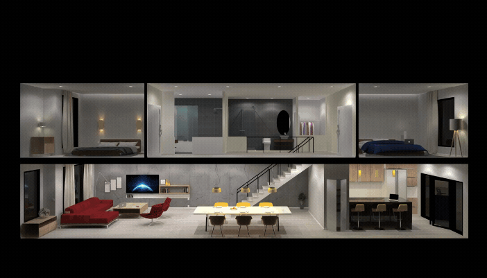 A concept of how the lights turning off in certain rooms by themselves looks like