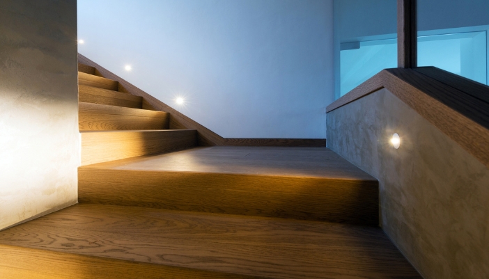 Morion-sensor stairway lights in a luxury home