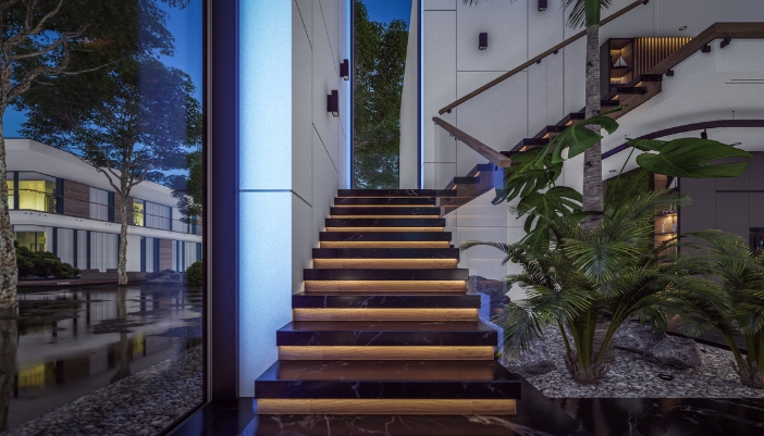 Home at optimal and dim lighting, conserving energy