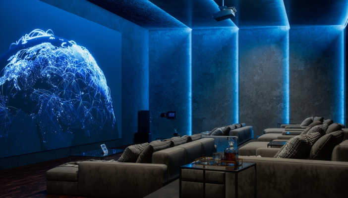 A beautiful dedicated home theater with project