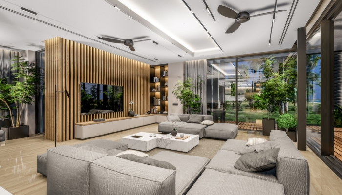 Luxury home with smart circadian lighting and smart shades