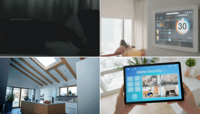 Collage of different ways smart home automation makes life easier