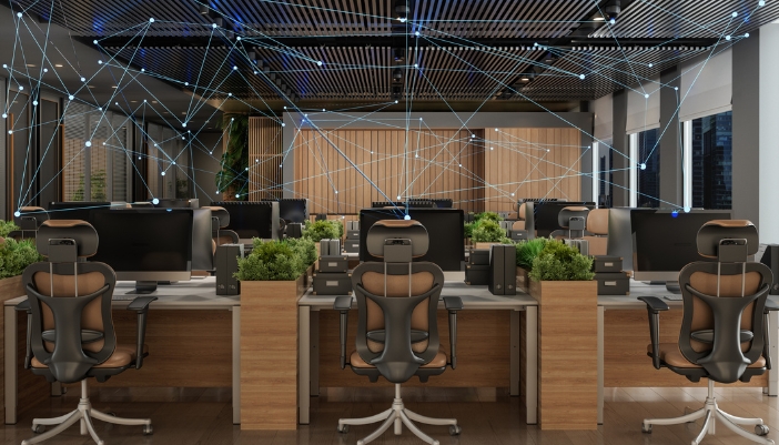 smart lighting in luxury office space 