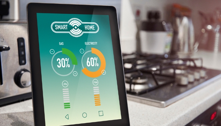 Closeup of a smart panel showing energy usage
