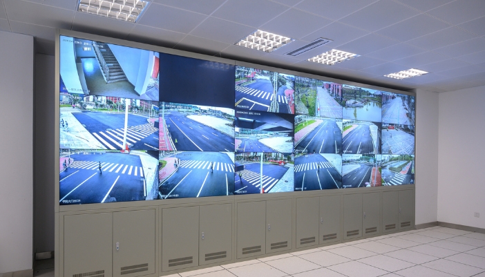 video wall with traffic stops