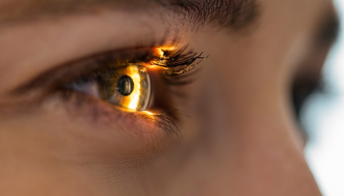 eye with light shining on it