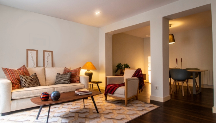 living room with relaxing lighting
