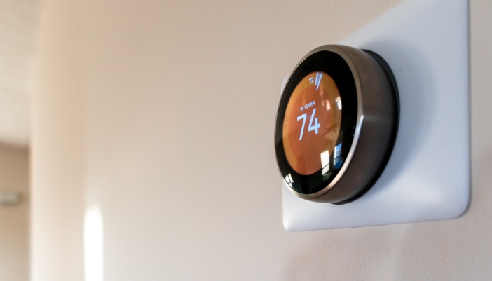 smart thermostat set to 74 degrees 