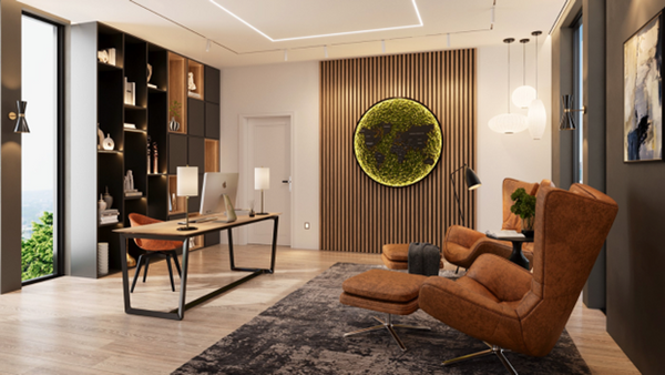 Lounge area with ambient lighting