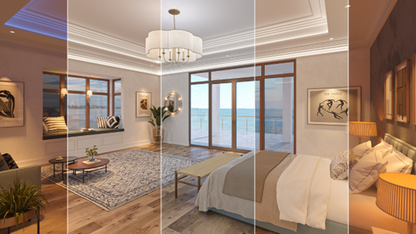 Different lighting levels in a bedroom